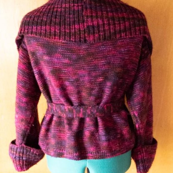 Marc by Marc Jacobs 100% Wool Burgundy Purple Pink Belt Collar Sweater wmns L/XL - Picture 11 of 11